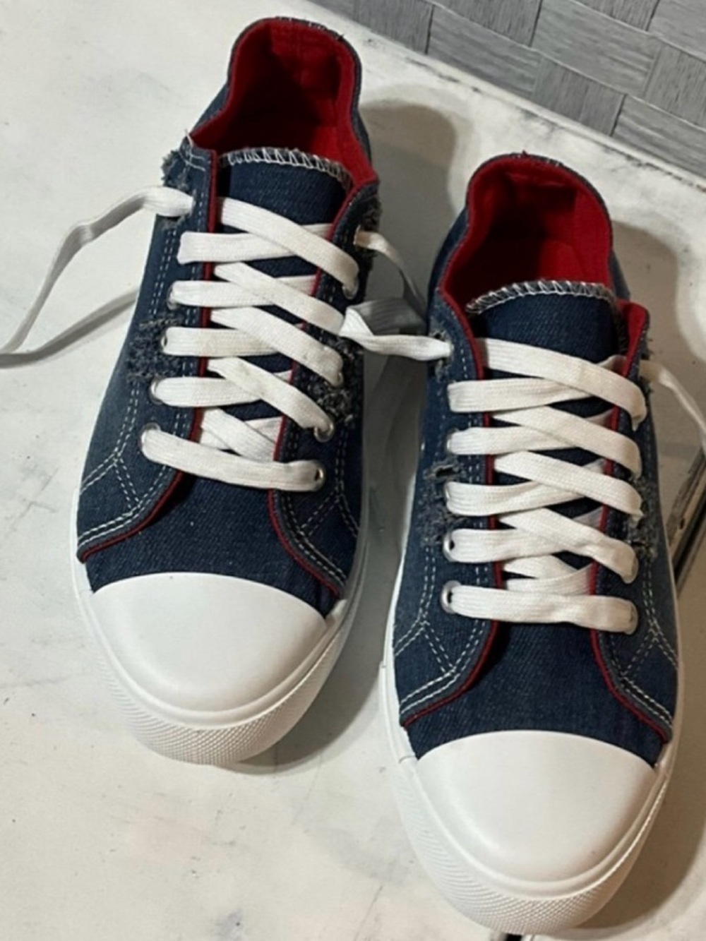 BOBBIE BROOKS Casual Denim Sneakers with Red Lining